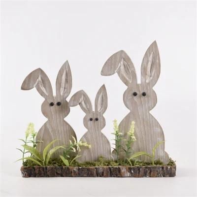 Factory Customized Standing Bunny Home Decor Easter Wooden Decoration