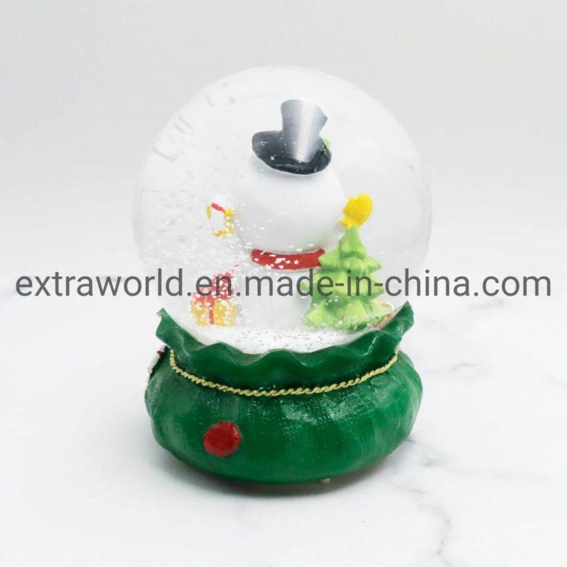 65mm Resin Craft Snowman Snow Globe for Home Decoration