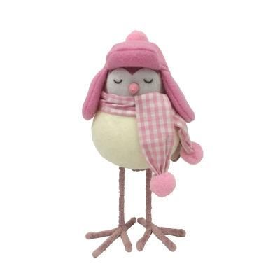 Hot Pink Christmas Pudding Bird Decoration Cute Artificial Robin Birds Christmas Decoration Christmas Figurines and Dolls