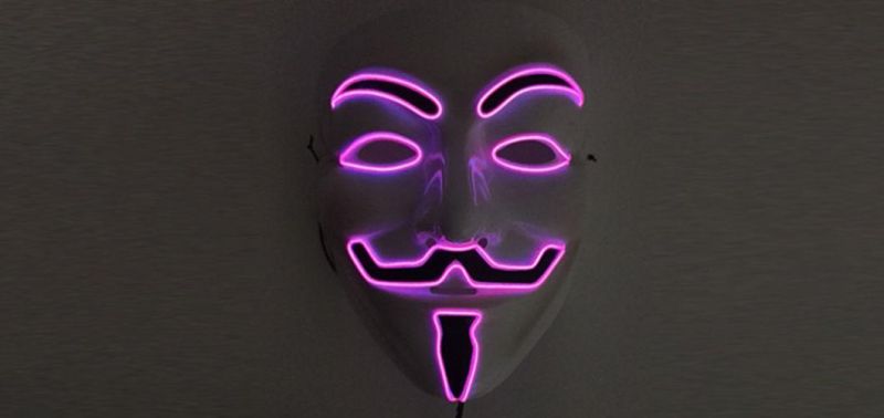 EL Wire Light up V for Vendetta Mask Halloween Costume