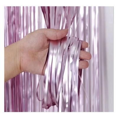 Showsea Bridal Shower Bling Shower Foil Curtain Matte Tinsel Fringe Curtain Pink Blue Decorative Party