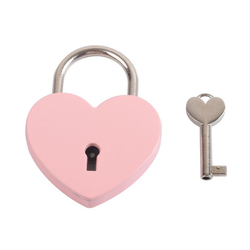 Color Painted Heart Shaped Love Padlock Holiday Cute Gift for Warm Wish Key Padlock