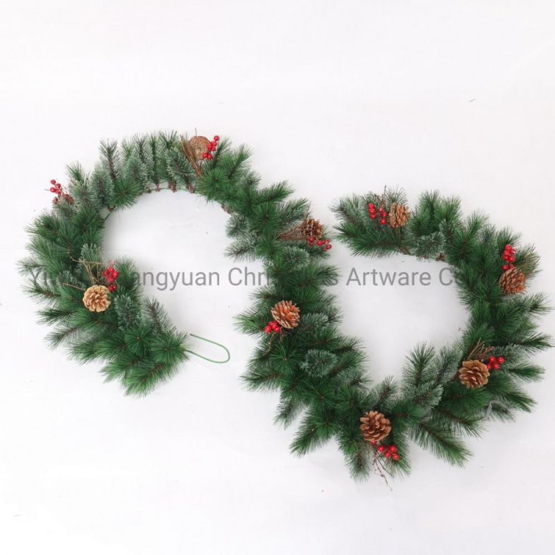 270cm PVC Artificial Christmas Wreath with Flower Leaf Pinecone Red Berry