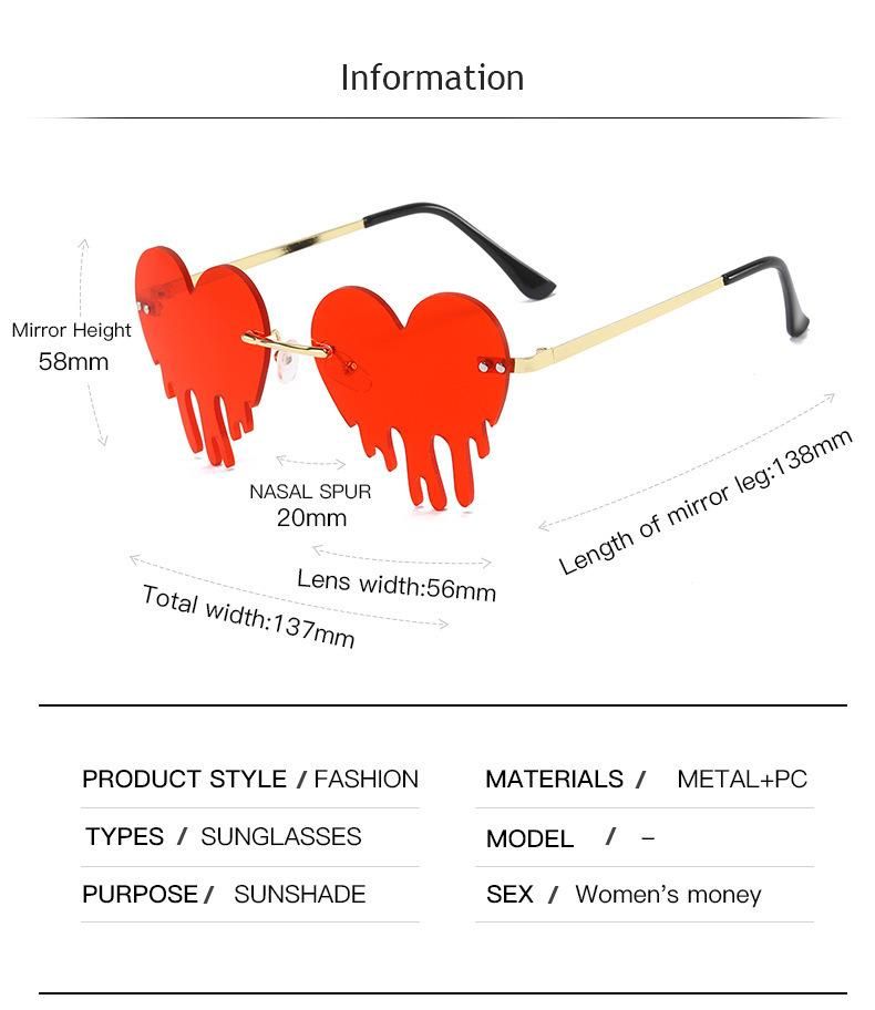 Superstarer Hearts Glasses Sunglasses 2020 Fire Dripping Diamond PC Frame Transparent Color Fashion Sunglasses Womens