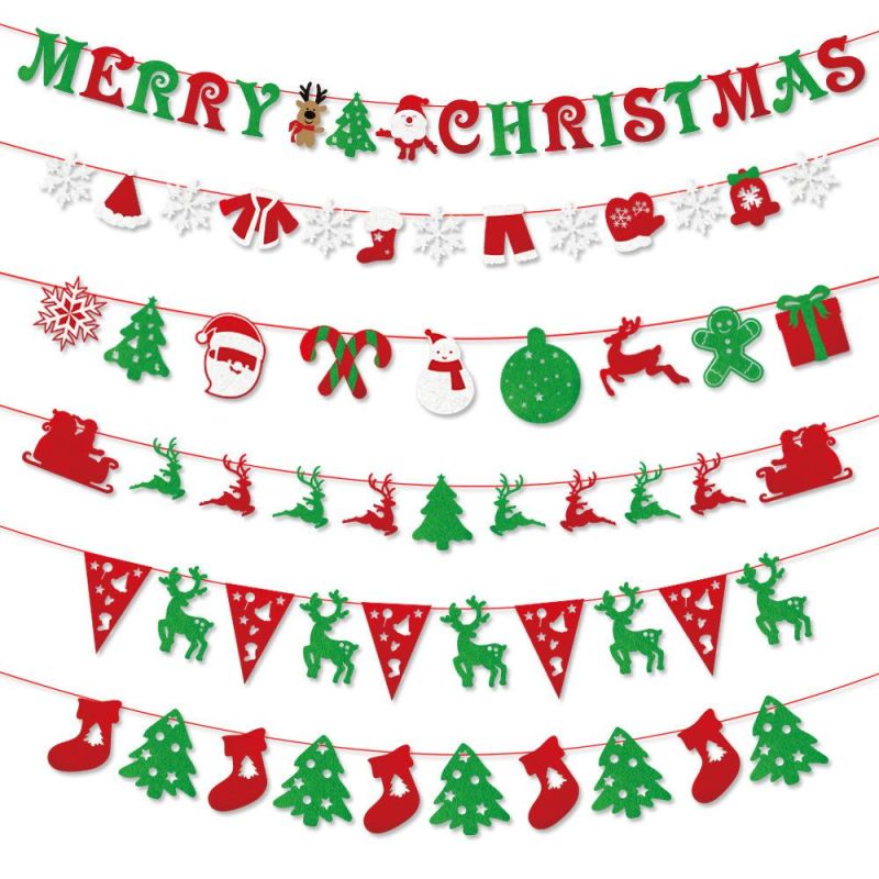 Merry Christmas Decorations Paper Banner Flags