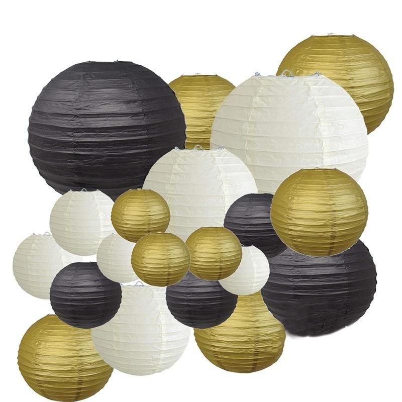 Chinese Black Multi Size Hanging Paper Lanterns for Parties, Birthdays, Weddings and Events Decoration