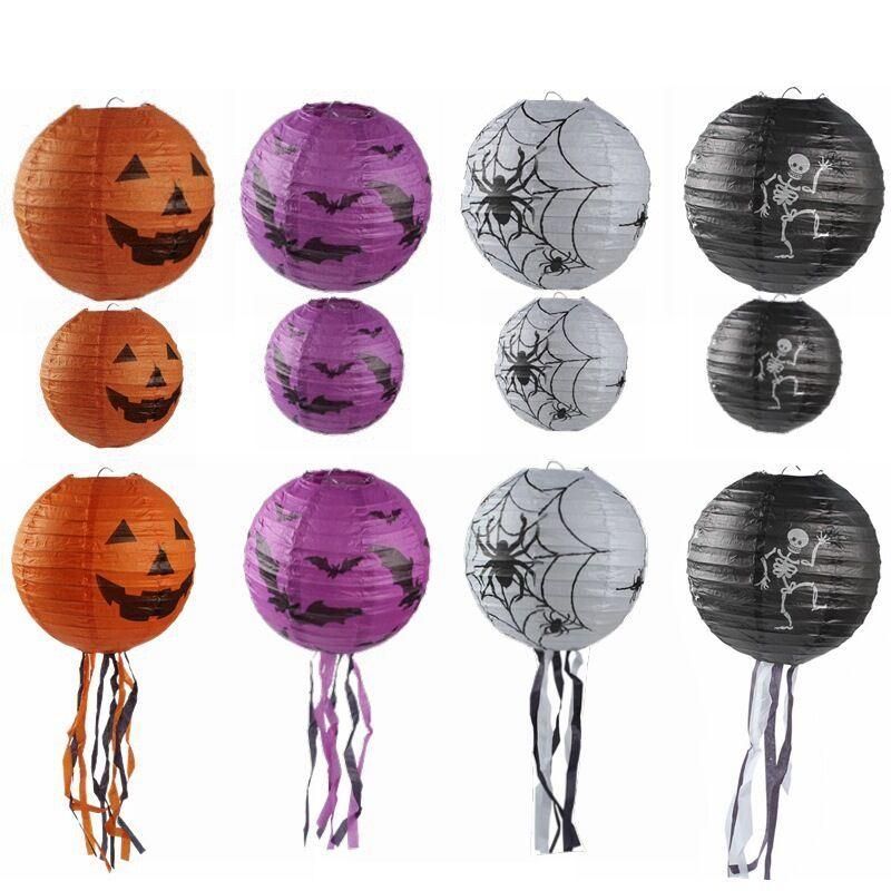 Halloween Interior Paper Decoration Orange Pumpkin Spider White Ghost Black Bat Spider Web All Saints′ Day Decorations Paper Garlands and Halloween Paper Lante