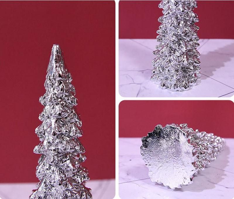 Silver and Black Resin Glittered Christmas Trees- 5.7 Inches to 11.2 Inches Tall