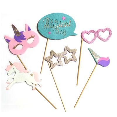 6 PCS Custom Party Photo Booth Prop Signs Set Unicorn Props for Kids Christmas Decoration Birthday Party Supplies