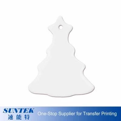 Sublimation Christmas Pendant Blank DIY Pattern Personalized Christmas Tree Shaped Ceramic Ornaments