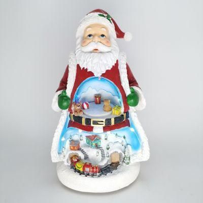 Christmas Decoration Resin Santa Statue with Xmas Music Polyresin Santa Figurine