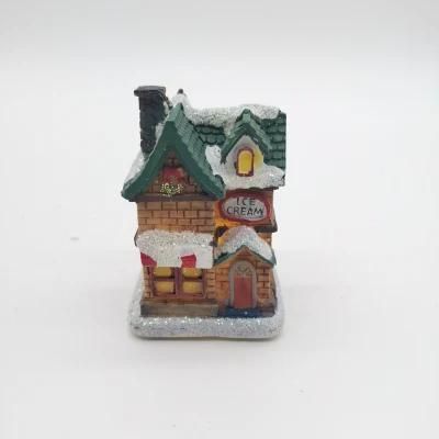 Resin Mini House with LED Lights Indoor Ornaments