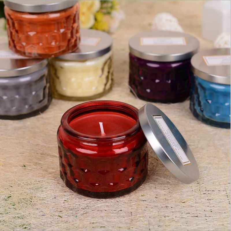 Glass Candle Jar Printed Empty Glass Candle Jar Metal Lid Glass Candle Jar for Candle Making