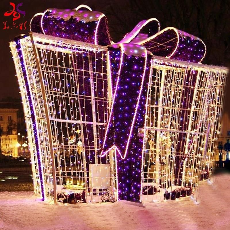 Merry Christmas Holiday Lights 3D Structure Gift Box Motif Lighting