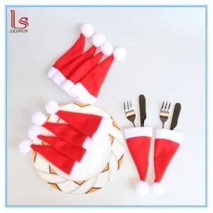 Small Christmas Caps Cutlery Holder Forks Cover Mini Santa Hat