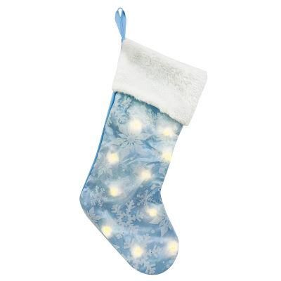 Shangyi 2022 New Arrival Seasonal Party LED Light up Fabric Faux Fur Mesh Christmas Stockings for Christmas Decoration