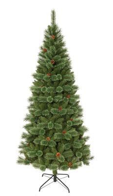 9FT Green PVC &amp; Pine Needle Mixed Tips Christmas Tree with Pine Cones