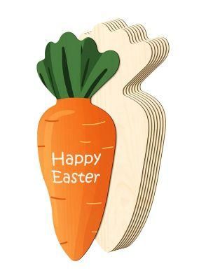 10pk Happy Easter Day Wood MDF Carrot Plaque Ornaments