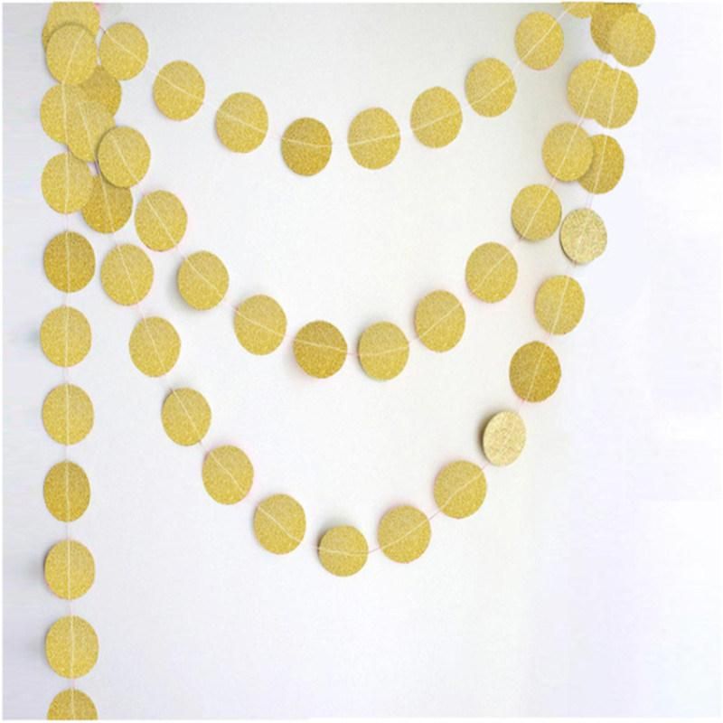 Gold Glitter Circle Dots Paper Party Garland Backdrop Christmas Garland Circle Garland