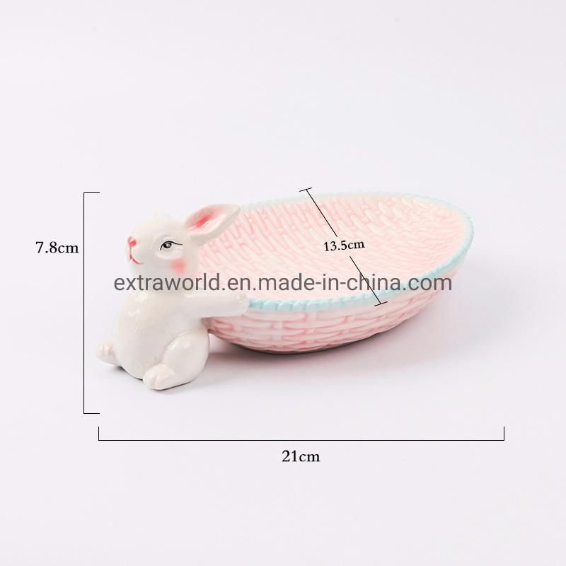 2022 Unique Creative Easter Bowl Ceramic Porcelain Bowl with Rabbit Design for Sale