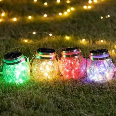 Round Glass Bottle Mason Jar Christmas Decorations Outdoor Solar Bottle Lights