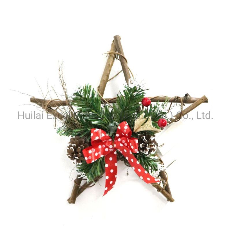 30cm Christmas Rattan Wreaths Hanging Garland Pinecone Rattan Tree Wreath