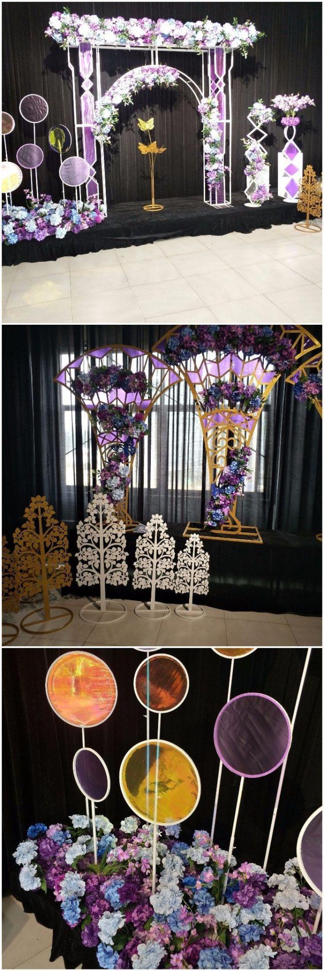 Iron Art Lollipop Silk Flower Wedding Drops Decoration for Gardens