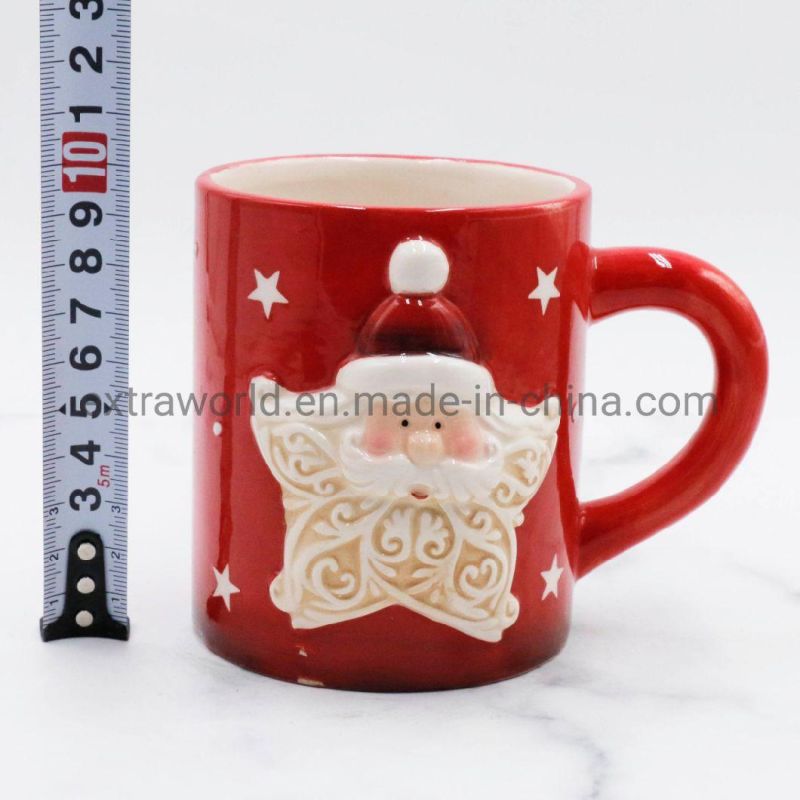 Christmas Mug Ceramic Coffee Mug Cup with Star Shaped Santa