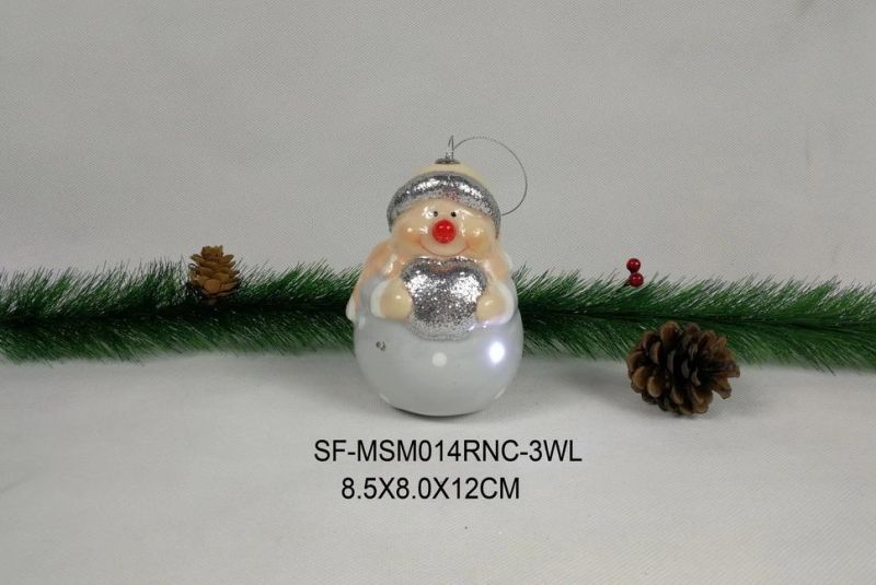 Good Quality Christmas Decoration 85mm Polyfoam Santa with 1 LED Light and Nose