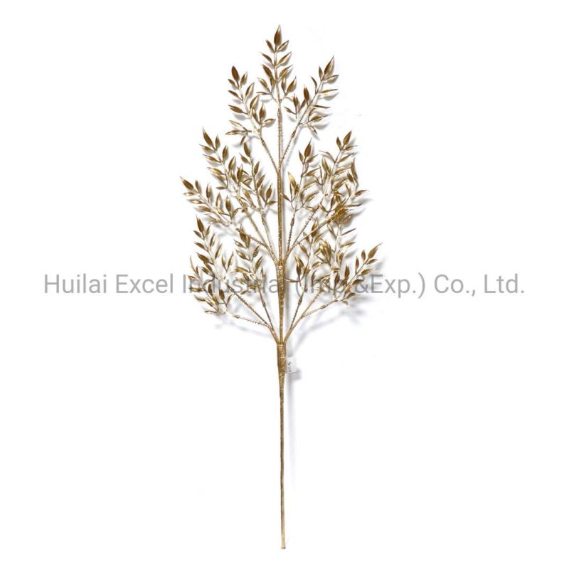 Christmas Decoration Leaf Picks Gold Branches Glitter Leaves Picks