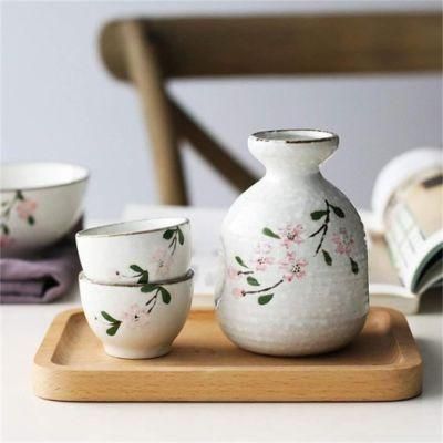 Elegant Flower Porcelain Serving Cups Japanese Ceramic Sake Set