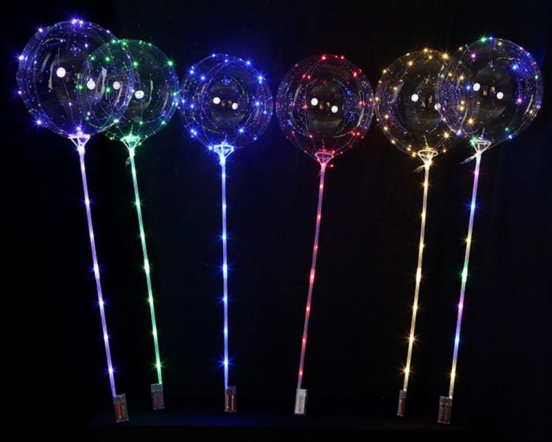 Transparent Colorful Luminous Party LED Bobo Balloon Lights with Stick