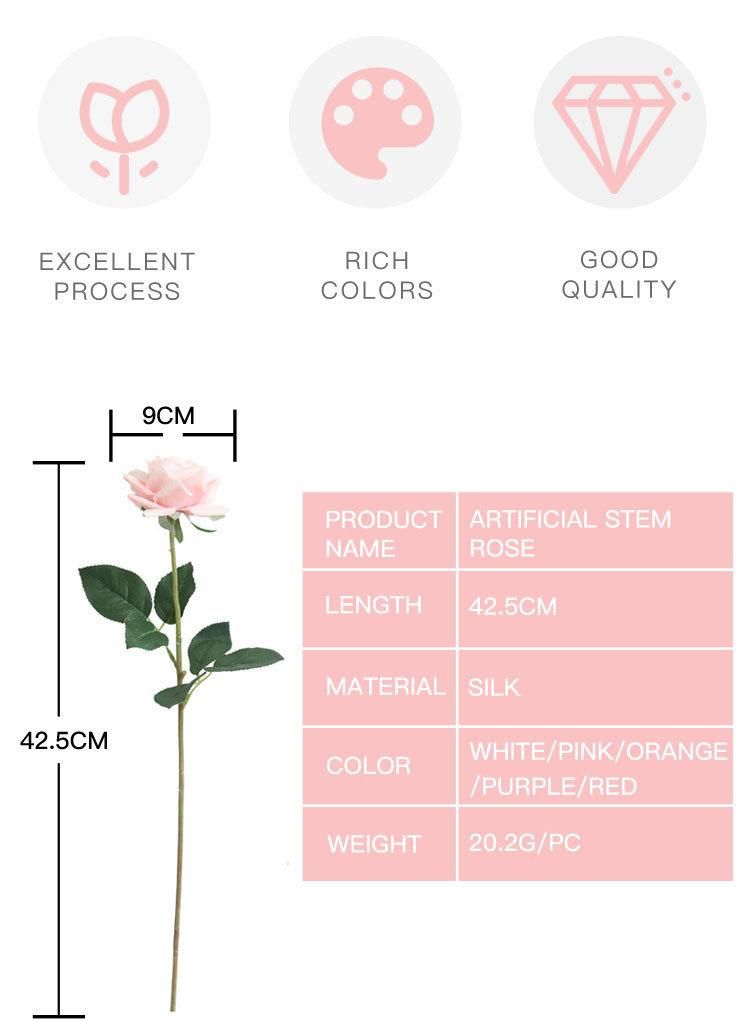 Artificial Silk Rose Flower Bouquet Wedding Party Home Decor, Pack of 10-Gradient Burgundy