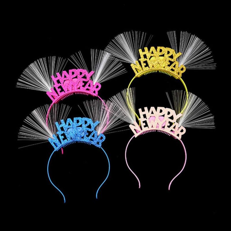 Happy New Year LED Flashing Hair Hoop Luminous Christmas Headband