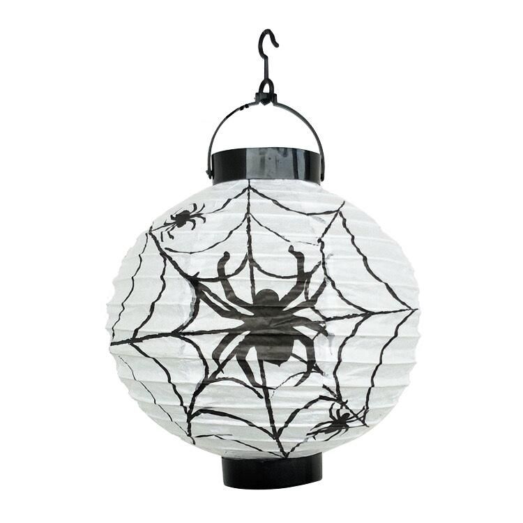 The Factory Wholesale 8inch Orange Black Halloween Pumpkin Paper Jack-O′-Lantern/Lamp Jack-O′-Lantern Paper Lanterns with LED Lights Hang Festive Decorations