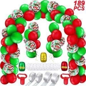 189PC Christmas Balloon Garland Red and Green Latex Balloon New Year Party Decoration