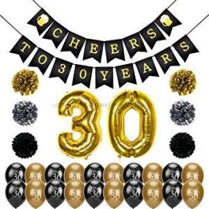 Umiss Paper Tissue POM POM Foil Balloons 30th Birthday Party Decoration