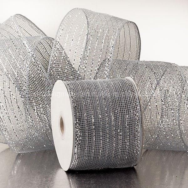 Metallic Thread 4′′ Deco Mesh Ribbons