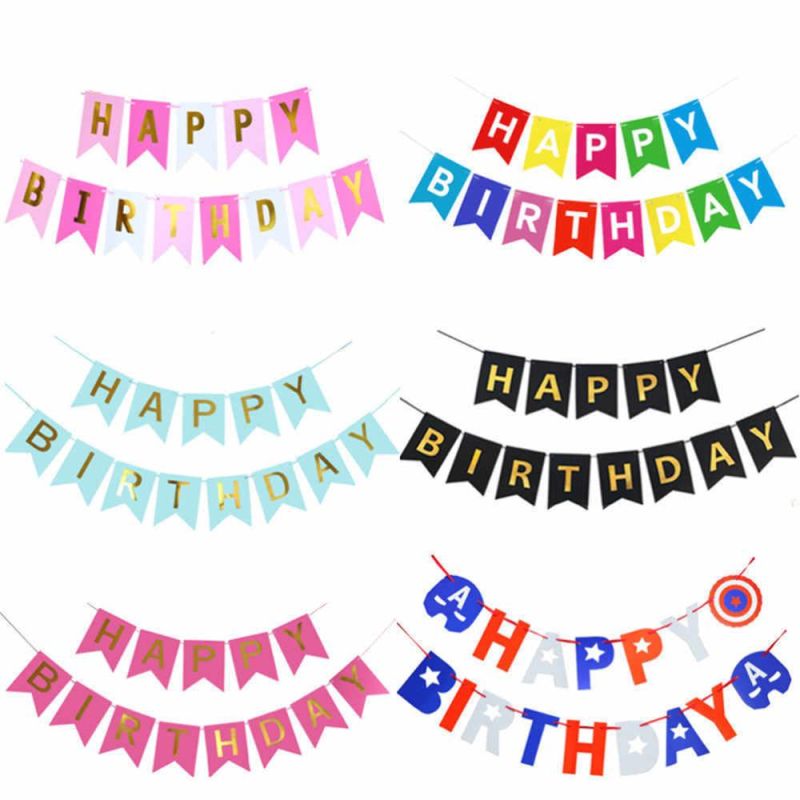 Baby Shower Decoration Bunting Banners Flags Happy Birthday Banner Kid Birthday Party Supplies