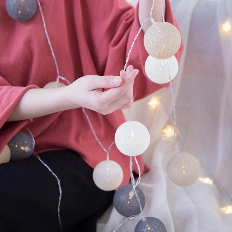 Cotton Ball Garland String Lights Christmas Holiday Wedding Party Baby Bed Fairy Lights