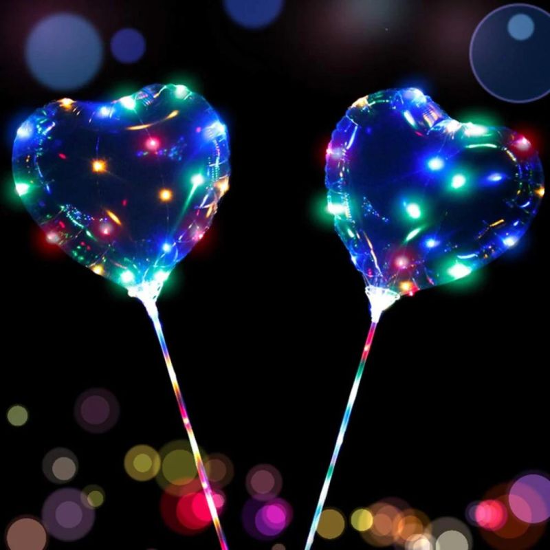 Flashing Light up LED Glowing Bobo Glitter Balloon Baloons