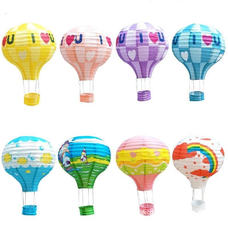 Factory 12"16"Color Printing Hot Air Balloon Lantern New Year Christmas Shopping Mall Bar Kindergarten Wedding Birthday Party Decoration