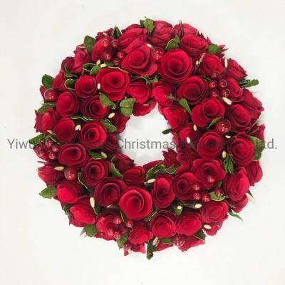 Christmas New Design Rose Wreath for Holiday Wedding Party Decoration Supplies Hook Ornament Craft Gifts