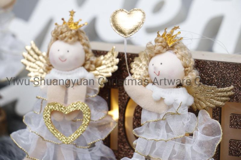 Stock New Design High Sales Christmas Plush Angel for Holiday Wedding Party Decoration Supplies Hook Ornament Craft Gifts