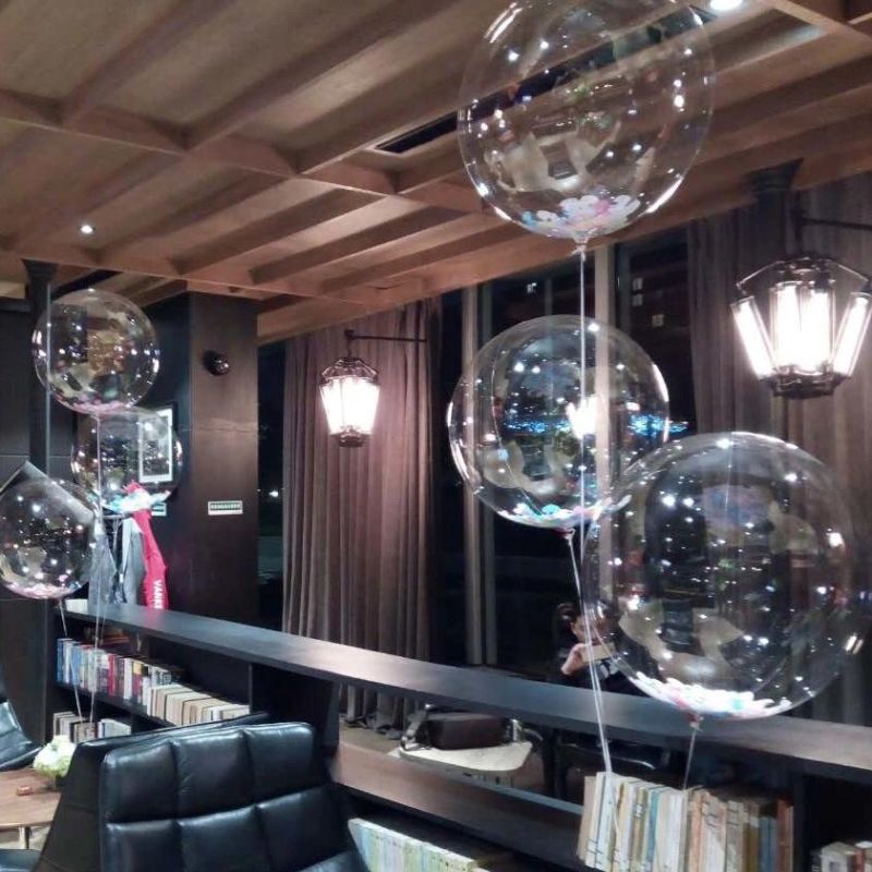 Hot Selling 12 18 20 24 36 Inch Stretchable Transparent Clear Round Bobo Plastic Bubble Balloon for Party Decor