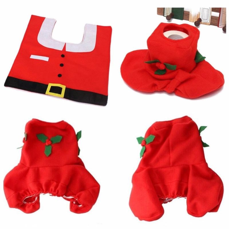 Santa Claus Toilet Seat Cover Christmas Decorations for Home Bathroom