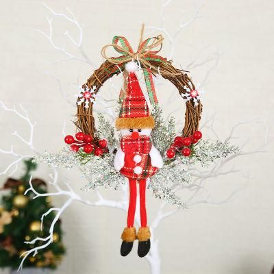 Artificial Christmas Wreath Decorative Collection Flocked with Mixed Decorations Eucalyptus Garland Flower