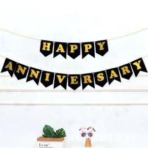 Wedding Anniversary Party Decorations Black Happy Anniversary Paper Garland