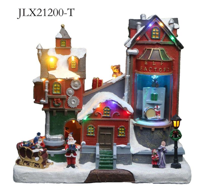 Lighted Christmas Village Decoration Christmas Village Houses with LED and Moving Train Lights for Holiday Decoration