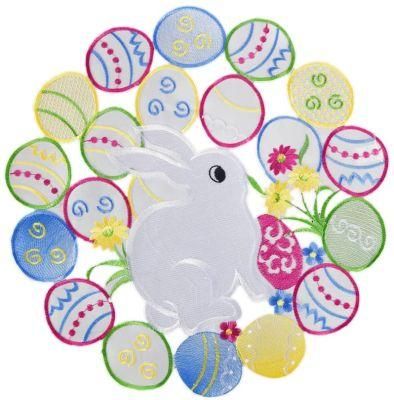 Embroidered Easter Bunny Placemats for Holiday Party Decoration (Round 14&prime;&prime; ( Set of 4 ))